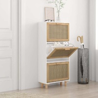 Shoe Cabinet 52x25x115 cm Engineered Wood and Natural Rattan