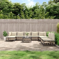 10 Piece Garden Lounge Set With Cushions Anthracite Poly Rattan