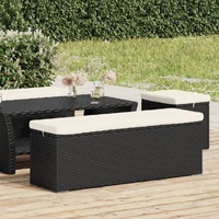Ottoman Bench with Cushion 110x30x40 cm Poly Rattan