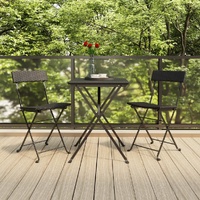 Folding Bistro Set Black Poly Rattan