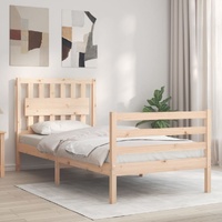Bed Frame with Headboard Solid Wood