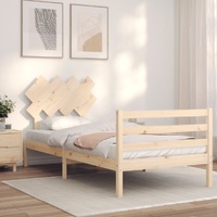 Bed Frame with Headboard Solid Wood