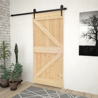 Sliding Door with Hardware Set Solid Pine Wood