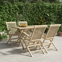 Garden Dining Set Grey Solid Wood Teak