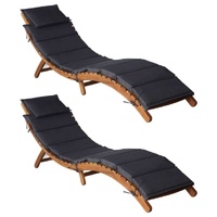 Sun Loungers with Cushions Solid Wood Acacia