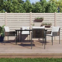 Garden Dining Set with Cushions Poly Rattan and Steel