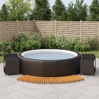 Spa Surround Poly Rattan and Solid Acacia Wood
