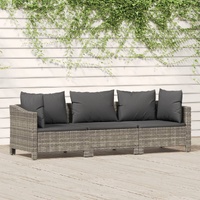 Garden Lounge Set with Cushions Grey Poly Rattan