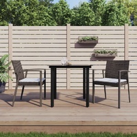 Garden Dining Set with Cushions Poly Rattan and Steel
