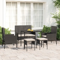 6 Piece Garden Lounge Set with Cushions Poly Rattan