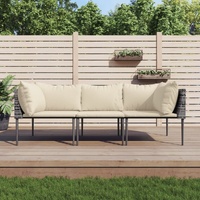 Garden Lounge Set with Cushions Grey Poly Rattan