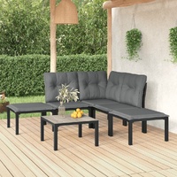 Garden Lounge Set Black and Grey Poly Rattan