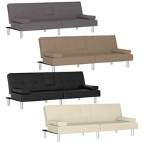 Sofa Bed with Cup Holders Faux Leather