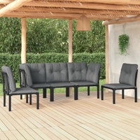 Garden Lounge Set Black and Grey Poly Rattan