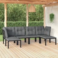 Garden Lounge Set Black and Grey Poly Rattan