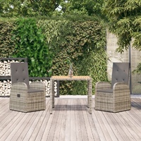 Garden Dining Set with Cushions Grey Poly Rattan