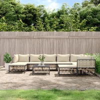 10 Piece Garden Lounge Set With Cushions Anthracite Poly Rattan