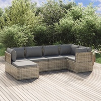 Garden Lounge Set with Cushions Grey Poly Rattan