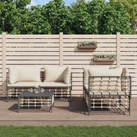 Garden Lounge Set with Cushions Anthracite Poly Rattan