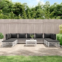 10 Piece Garden Lounge Set with Cushions Steel
