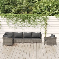 Garden Lounge Set with Cushions Grey Poly Rattan