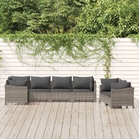 Garden Lounge Set with Cushions Grey Poly Rattan