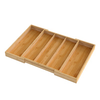 Toque Bamboo Expandable Kitchen Drawer Organizer Storage