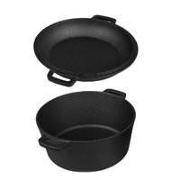 Toque 5.84L Double Dutch Oven 2 in 1 Cast Iron Pan