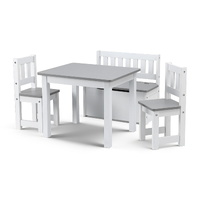 Keezi 2 in 1 Kids Table and Chair Set, Activity Table with Storage Bench and 2 Chairs for Reading, Drawing, Writing, Snack Time & Arts Crafts, 4 PCS T