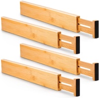 CARLA HOME  4 Pack Bamboo Adjustable Kitchen Drawer Dividers (Large, 44-55 cm)