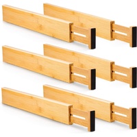 CARLA HOME  6 Pack Bamboo Adjustable Kitchen Drawer Dividers (Large, 44-55 cm)