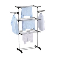 CARLA HOME Folding 3 Tier Clothes Laundry Drying Rack with Stainless Steel Tubes for Indoor & Outdoor Home