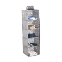 CARLA HOME  5 Tier Shelf Hanging Closet Organizer and Storage for Clothes (Grey)