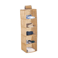 CARLA HOME  5 Tier Shelf Hanging Closet Organizer and Storage for Clothes (Beige)
