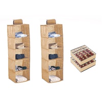 4 Pack - 2 x Fabric Drawer Organizer and 2 x Storage for Clothes (Beige)