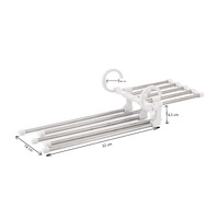 4 Pack Stainless Steel Adjustable 5 in 1 Pants Hangers Non-Slip Space Saving for Home Storage