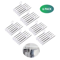 6 Pack Stainless Steel Adjustable 5 in 1 Pants Hangers Non-Slip Space Saving for Home Storage