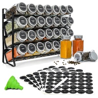CARLA HOME Spice Rack organiser with 28 Spice Jars, Spice Labels, Funnel and Marker for Kitchen Countertop