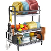 CARLA HOME Dish Drying Rack 3 Tier Large Capacity Kitchen Storage with Utensil and Cutting Board Holder