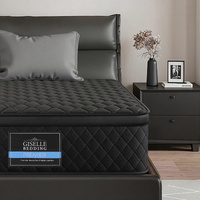 Giselle Bedding Single Mattress 34cm Euro Top with 5-Zone Pocket Spring Support Black