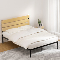 Artiss Bed Frame Queen Size Metal Base Mattress Platform Foundation Black PAULA