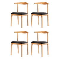Artiss 4x Dining Chairs Rubber Wood Leather Seat Black