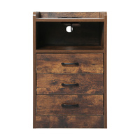 Bedside Table USB Charger Outlet LED Oak - Model-5E9F42