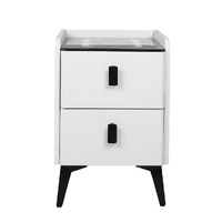 Bedside Table LED Lights Drawers Storage - Model-E736F9