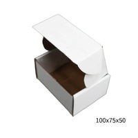 100x75x50mm White Cardboard Mailer Box  Self-Locking Die-Cut 100pk