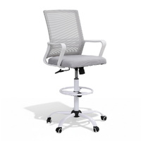 Artiss Office Chair Drafting Chairs Stool Computer Desk Studios Mesh White