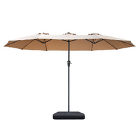 4.5M Double-sided Patio Umbrella Outdoor Umbrella Base Stand Khaki - Model-56CDE7