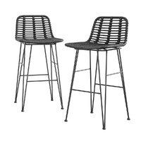 Gardeon 2x Outdoor Bar Stools Rattan Black