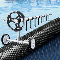 Aqua Buddy Pool Cover 600 Micron 9.5x5m w/ Roller 5.55m Swimming Pools Black Solar Blanket
