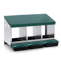 i.Pet Chicken Nesting Box Roll Away 3 Holes Metal Wall Mounted Nest Box Green